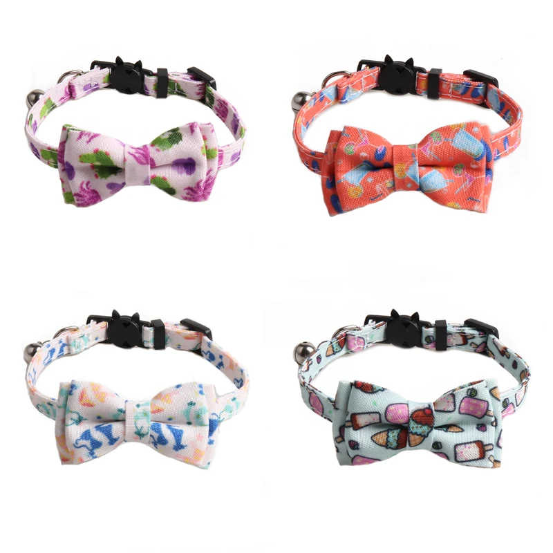 

Amigo Cool Summer Cat Collar with bow,Cute Bow Tie Removable Cotton Breakaway Adjustable Safety Bowtie Pet Kitten Cat Collar