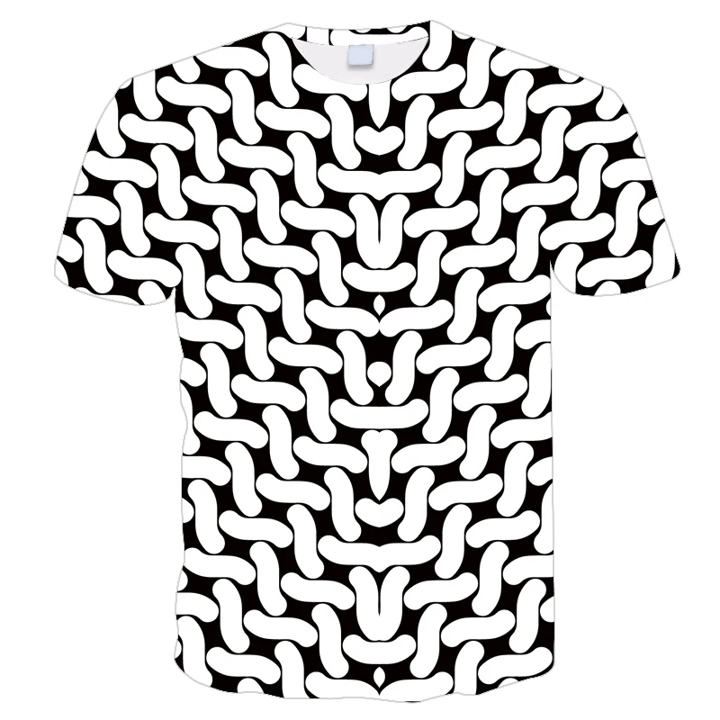 

3D geometric design men's T-shirt short sleeve hoodie