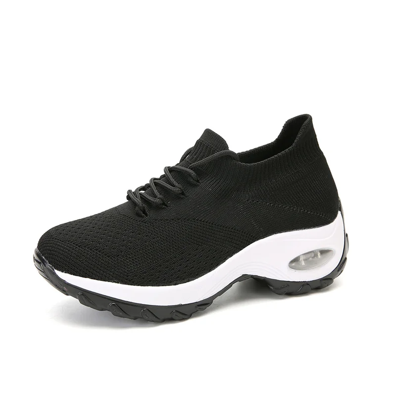 

Hot Sale Knitted Upper Sneakers Casual Women's Running Shoes Lady Air Cushion Sole Sports Shoes, 7colors