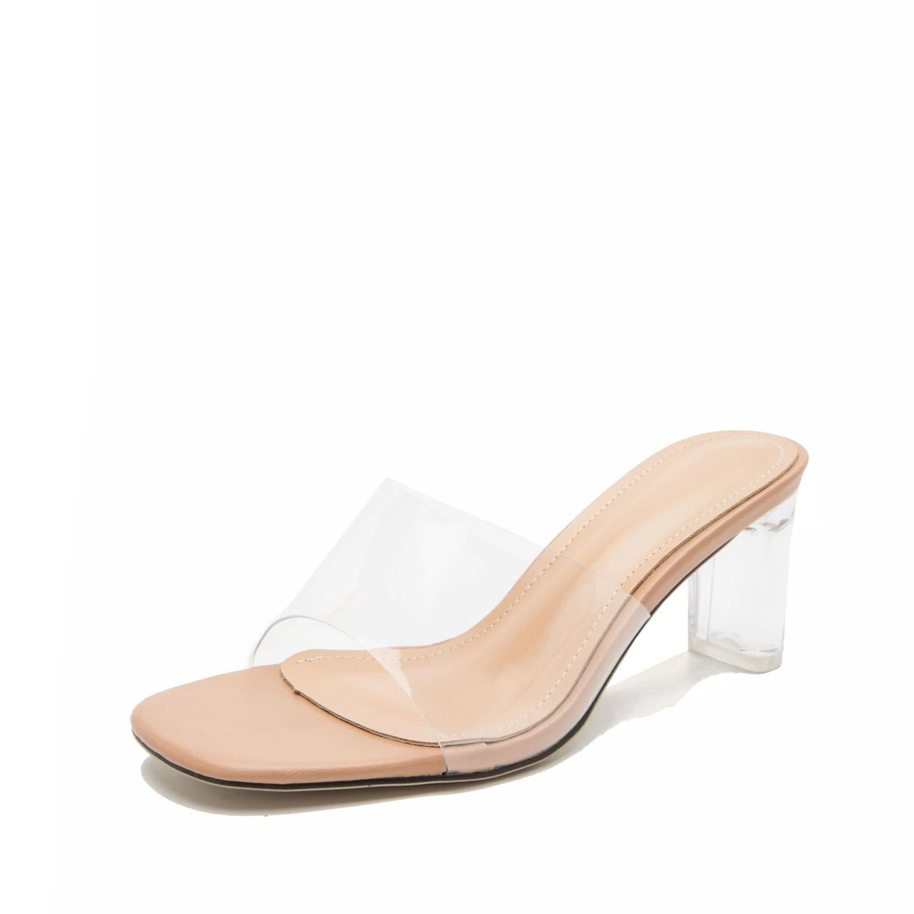 

Transparent high heeled sandals women's thick heeled 2021 new crystal high heeled shoes, Picture