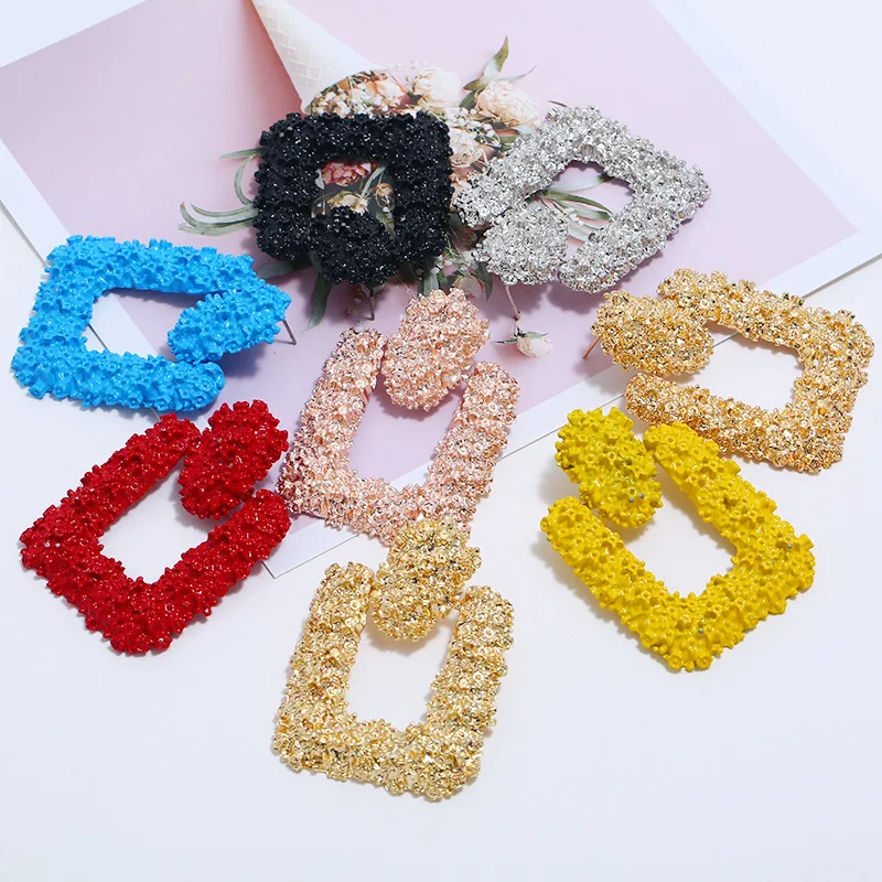 

Wholesale Big Vintage Geometric Earrings For Women Statement Metal Earring 2021 Fashion Jewelry Pendant