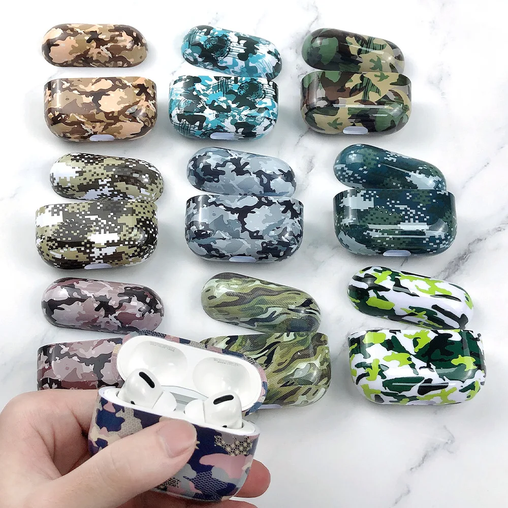 

Fashion Smooth 3D Printed Camouflage Plastic Earphone Case for AirPods Pro Accessories Protective Hard Casing Fundas, Multiple colors