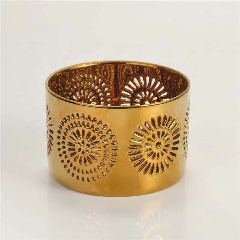 8oz Vintage gold tealight ceramic candle tin