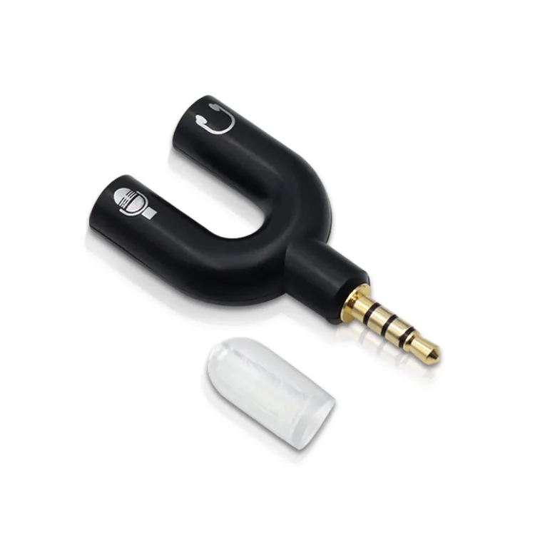 

4 pole 3.5mm Male To 2 Female Stereo Audio Headset Earphone Splitter Adapter