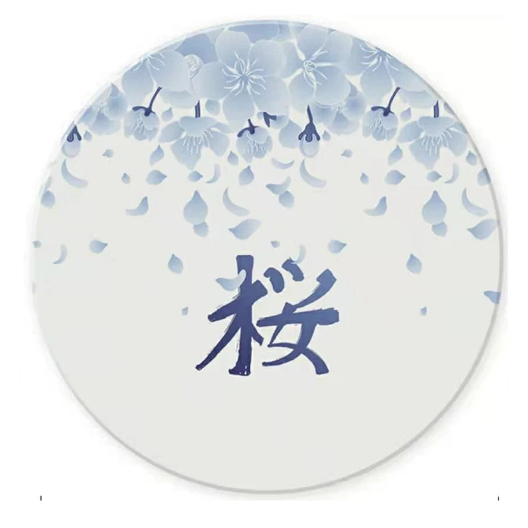

Ceramic Absorbent Stone With Cork Base Japanese Pink Cherry Pattern, Cmyk