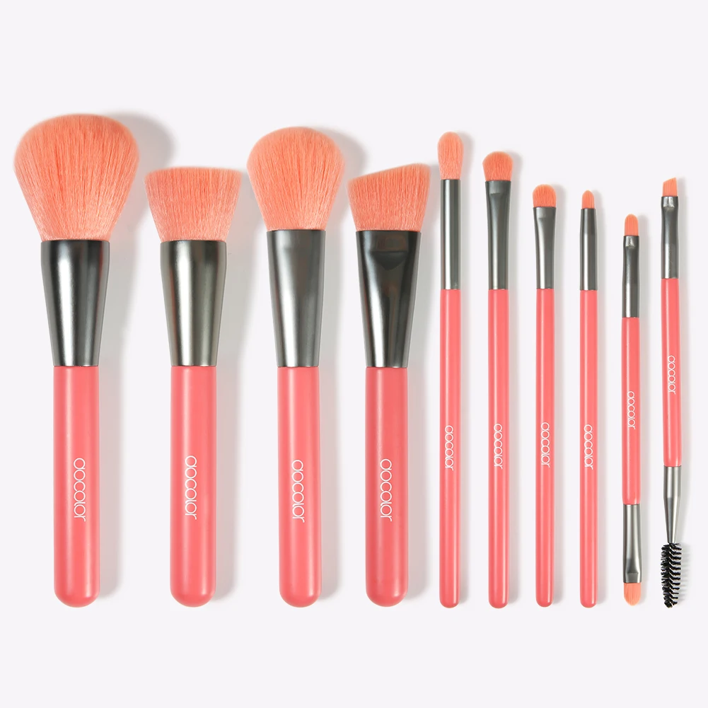 

Best quality private label N1003 peach cosmetic brush synthetic hair 10pcs makeup brush set Docolor wholesale