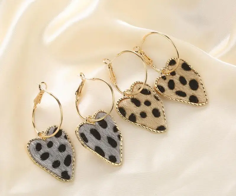 

Fashion 925 silver needle leopard pattern love earrings female simple personality tassel earrings sense earrings