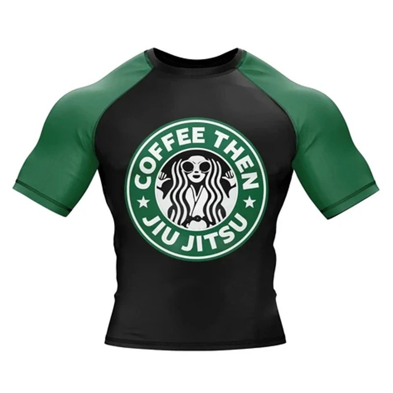 

Cute Dog Pets Animals Digital Printing Men MMA Rash Guards Custom Design Tee Tops, Black/red