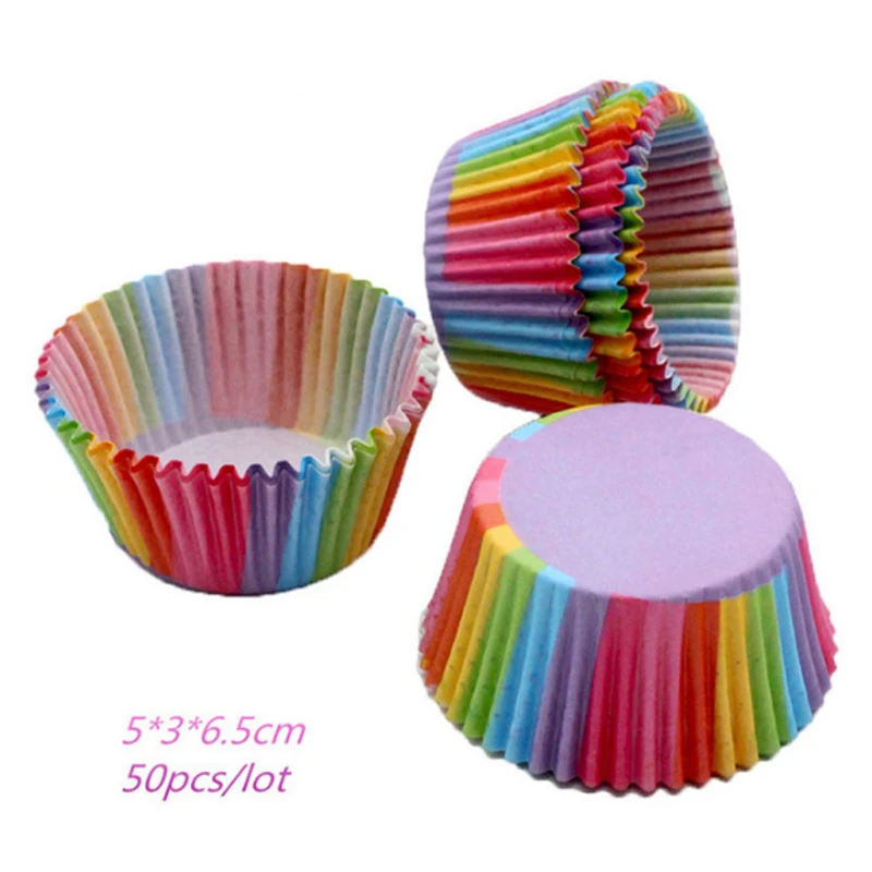 

Rainbow Color Piping Bag Tray Mold Paper Baking Cupcake Liner Disposable Cream Piping Bag Baking Cup Muffin Snack Cup I0405, As the picture