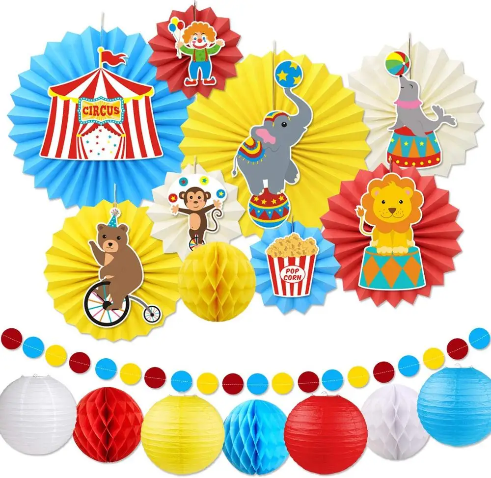 Carnaval Party Decoratie Circus Thema Decoraties Verjaardagsfeestje Supplies Opknoping Paper Fan Baby Shower Decoratie