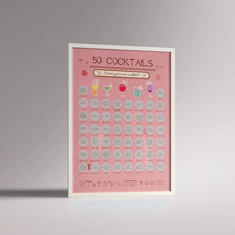 Scratch Off  Poster Cocktail  for Amazon with custom logo,New 50 Scratch Off Book Bucket list