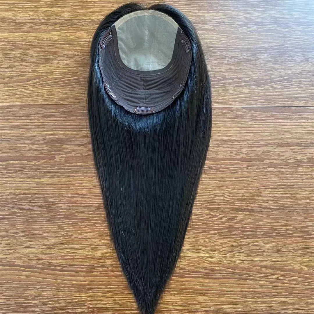 

double drawn virgin european remy human hair hair toppers full ends weft section with silk base topper