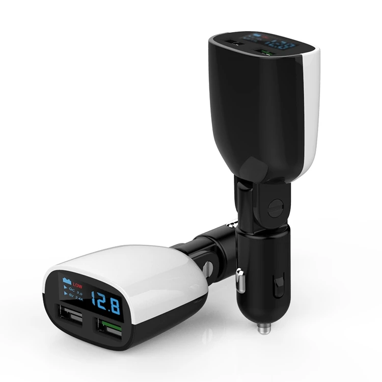 

Dual Usb Car Charger Car Accessories For Phones Tablets Car Charger With Led Display Screen, Black white customized