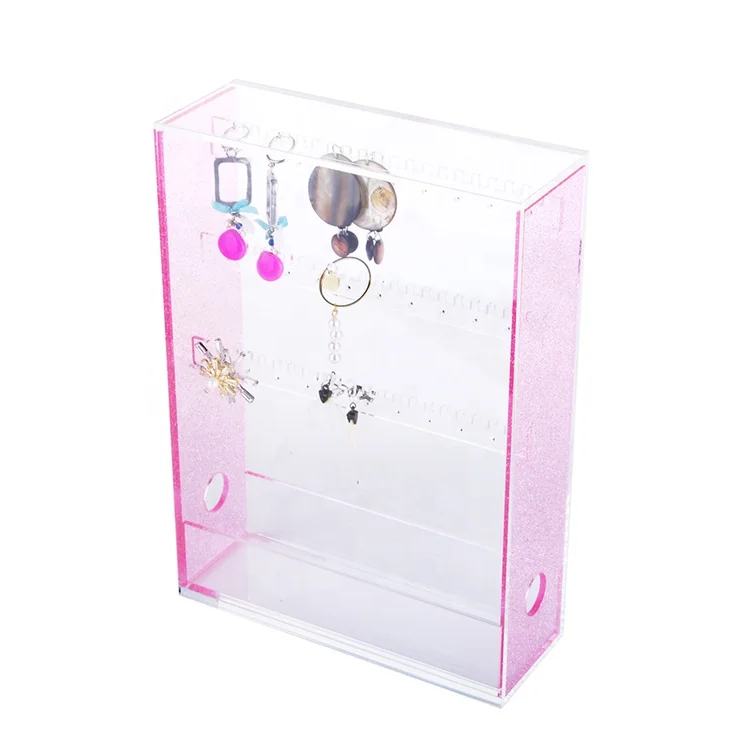 Clear Acrylic Makeup Organizer Glitter Cosmetic Box Stationary Organizer With Pull Out Drawer