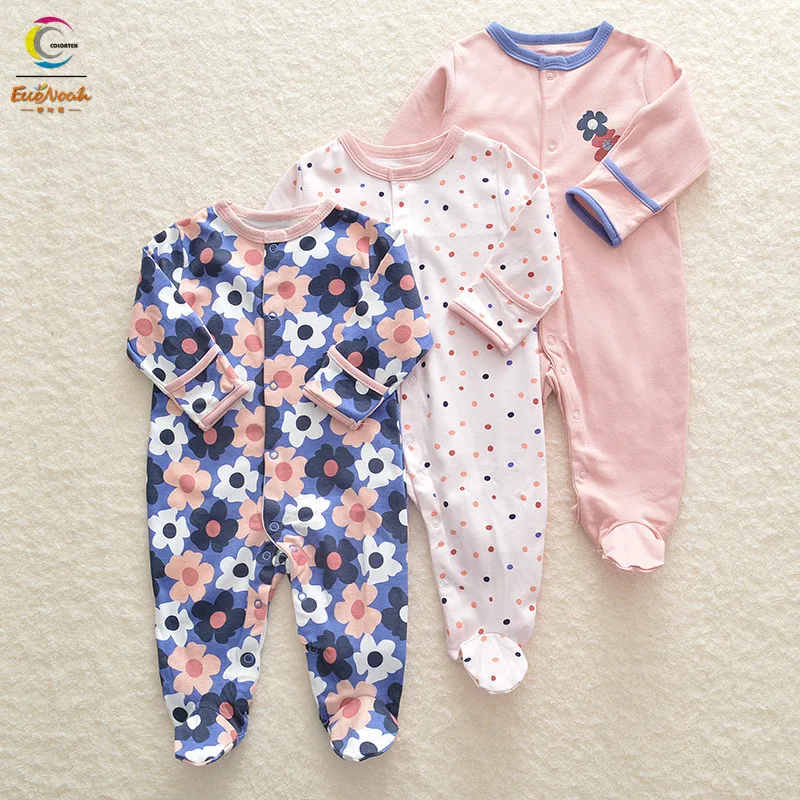 

3pcs/pack baby clothes autumn 100% cotton infant rompers for baby wear with leg, Picture shows