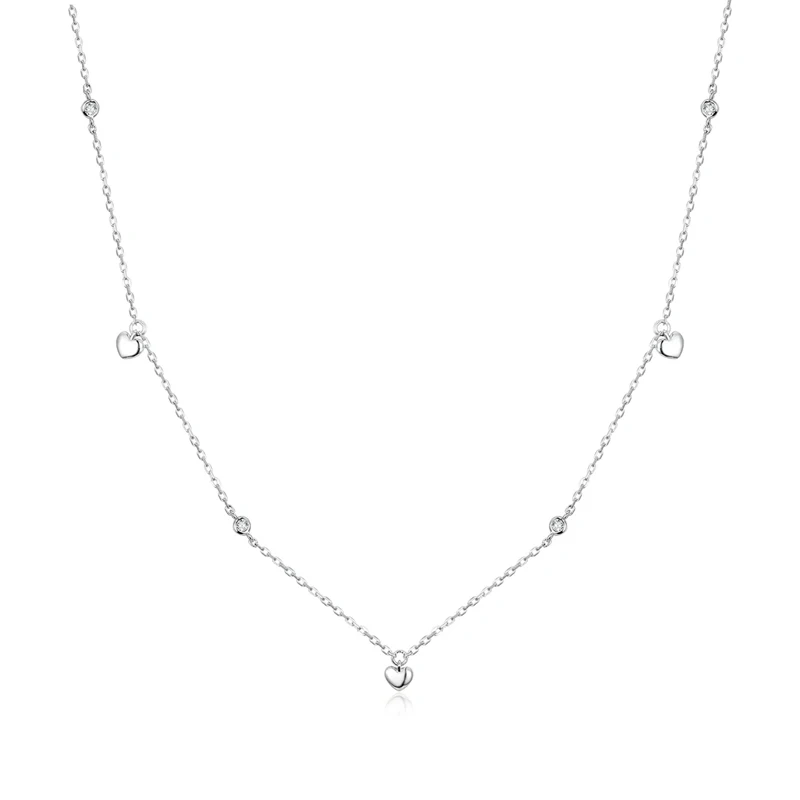 

2021 Luxury Fine Jewelry Sterling Silver Necklace Simple Heart-shaped Link Chain s925 Sterling Silver Women Necklace