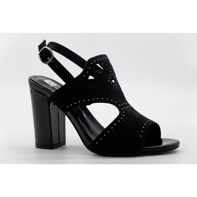 

china supplier women latest black heels open toe sandals for ladies