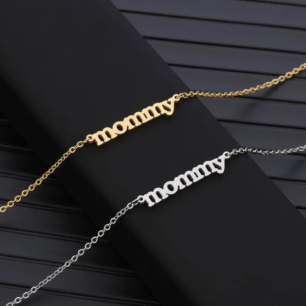 

2020 New Arrival Mom Necklaces Pendants Silver Gold Chain Stainless Steel Custom Letter Personalized Mommy Choker Necklace Gift