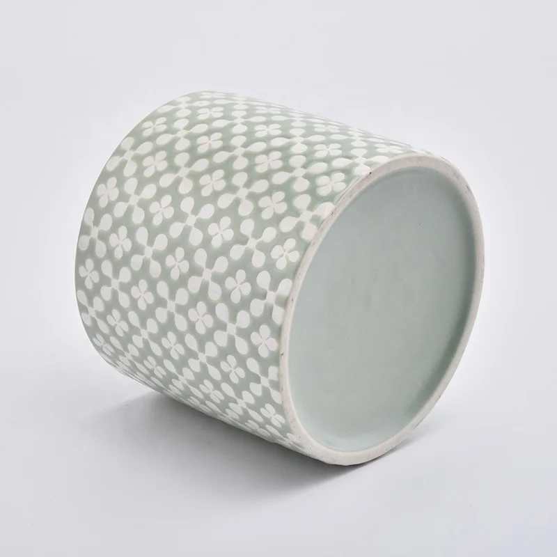 Light Green Glaze Ceramic Candle Container
