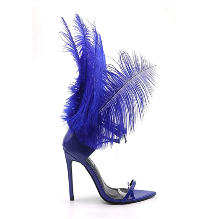 

Women sexy feathered stilettos high heeled sandals ostritch feather sandals, Custom made