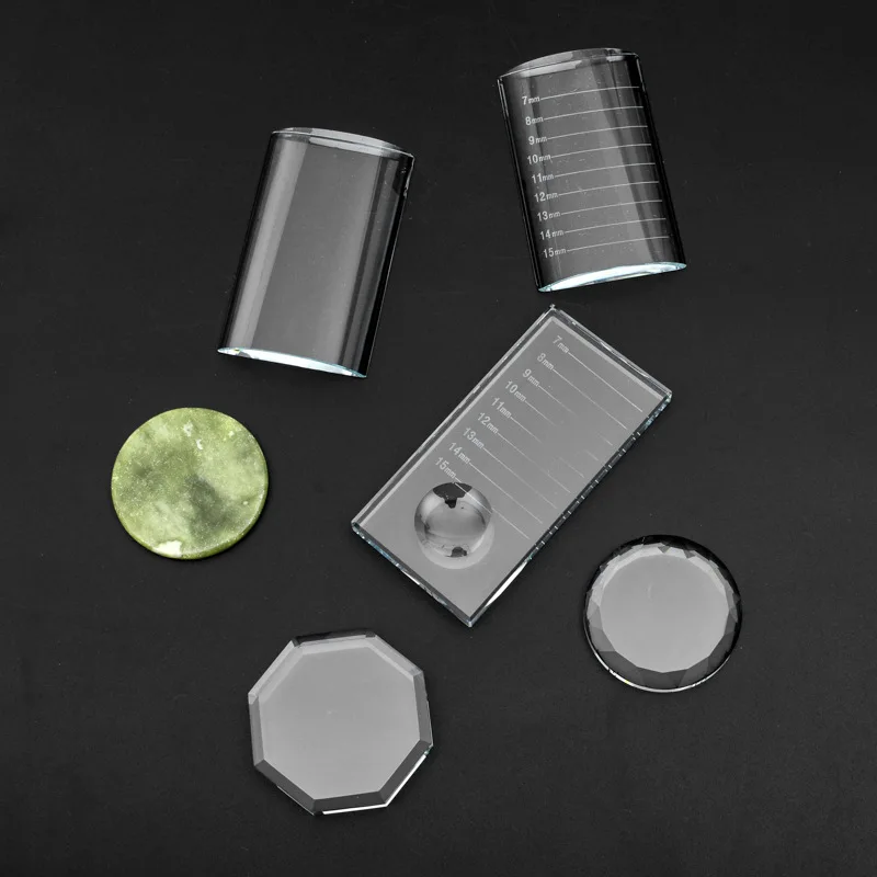 

Private Logo Eyelash Extension glass lash Pallet Eyelash Extension crystal Tray Holder glue lash tray, Clear