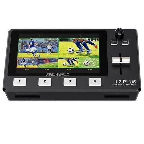 

FEELWORLD L2 PLUS Multi-camera Video Mixer Switcher with 5.5" LCD Touch Screen PTZ Control Chroma Key USB3.0 for Live Streaming