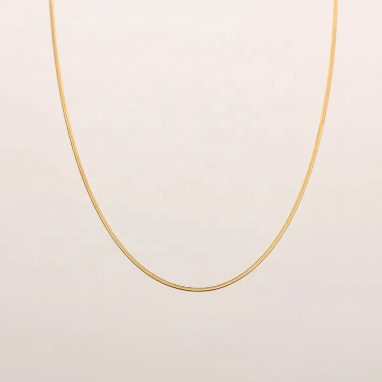 

Dainty Women Snake Chain Necklace Stainless Steel 2mm Gold Plated Choker Chain Herringbone Chain, Gold color