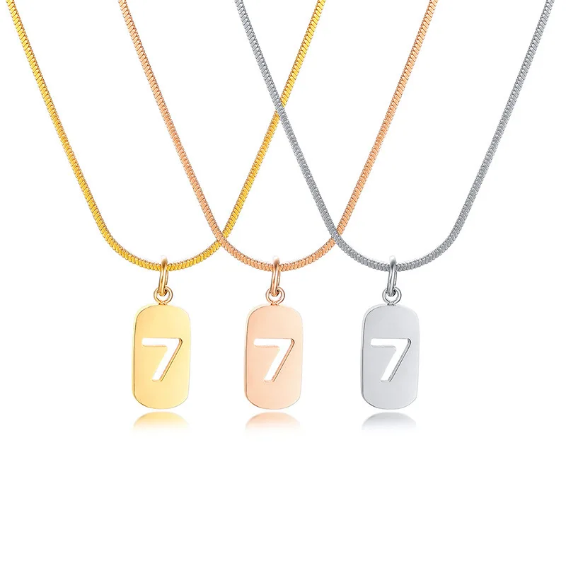 

The whole network trendy good products gold plated stainless steel lucky number 7 sweater chain necklace, Picture