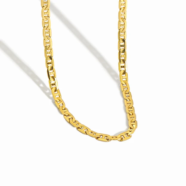 

H-N552 daily wear 925 sterling silver flat pig nose chain choker necklace, Gold/white gold