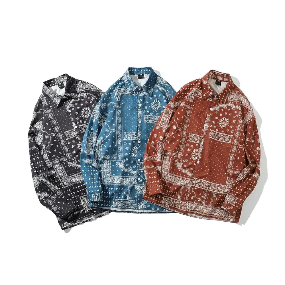 

Bandana Print Shirt Long Sleeve Paisley Print Shirt Shirts For Men