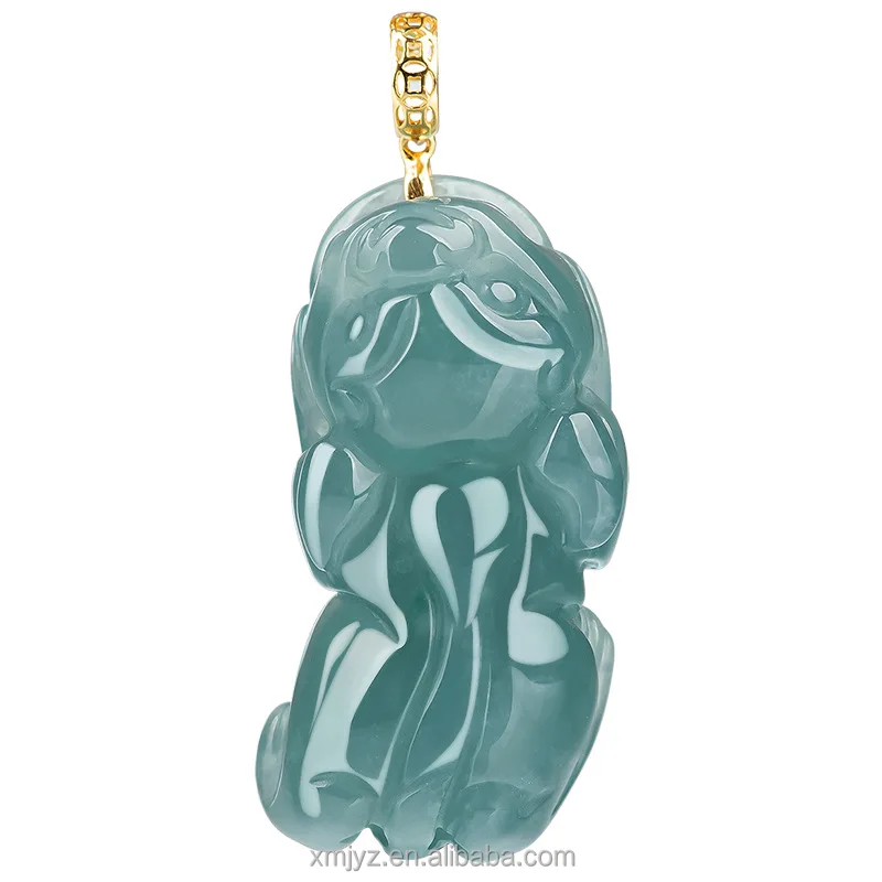 

Certified Grade A Natural Jade Blue Water Pi Xiu Pendant 18K Gold Ice Jade Stone Men's Pendant Picchu Women's Wholesale