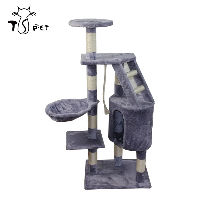 

China Manufacture Scratch House Climb And Toy Sisal Rope Durable Cat Scratcher Castle Cat Tree, Beige,grey,brown or customized