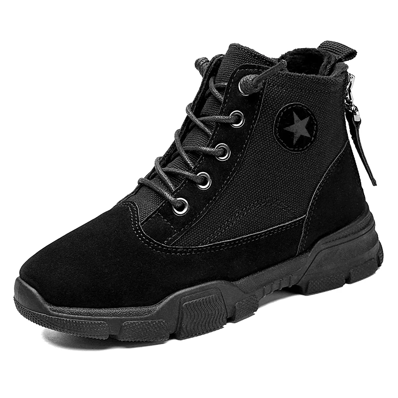 

2021 autumn girl sneaker High quality ankle black platform winter kids motocross boots, Black/khaki