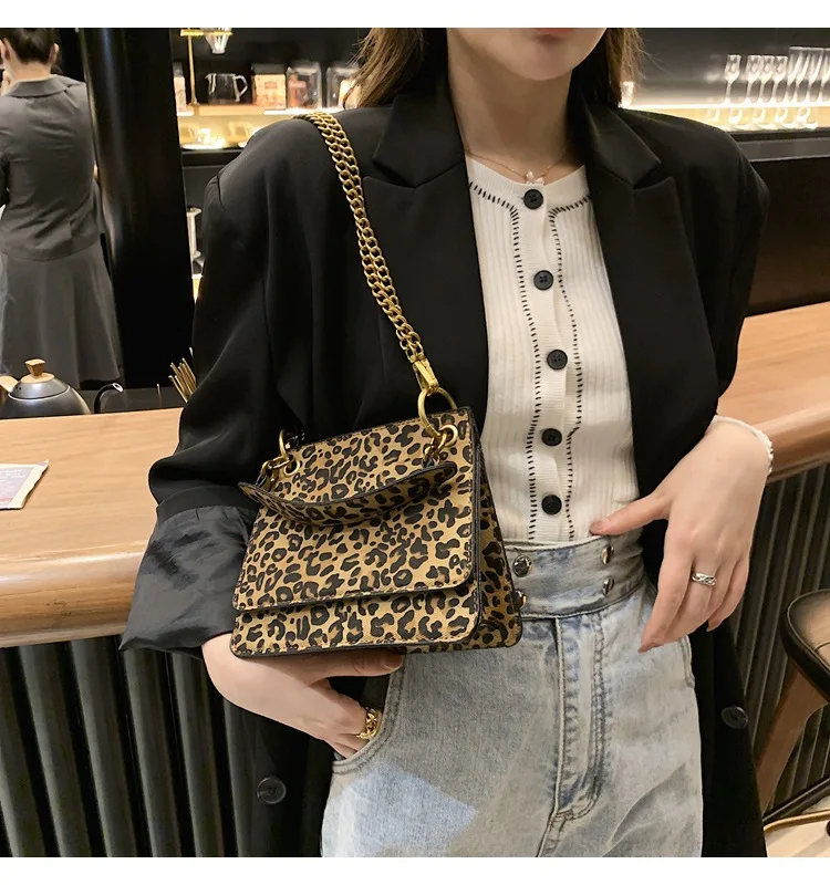 

The New Leopard Autumn And Winter All-match Chain Shoulder Bags 2021 Ladies Women Portable Small Square Bag, Zebra print, brown leopard print, yellow leopard print...