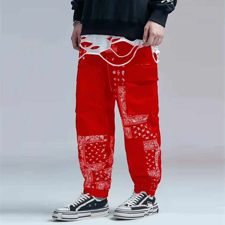 

YD-2021 New Style Trend Cashew Flowers Cargo Casual Pants for Men Loose and straight Summer Men's Pants & trousers