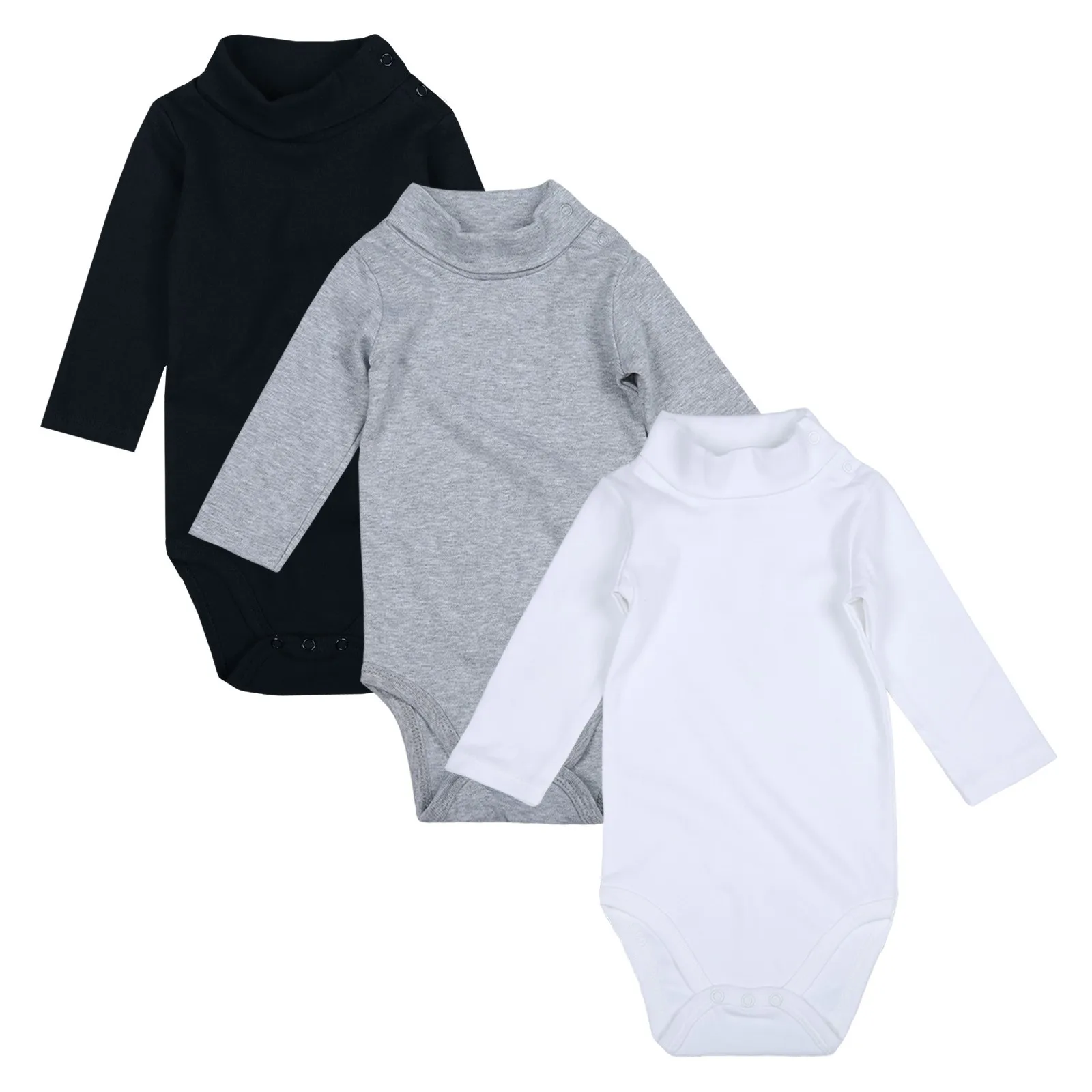 

Trending wholesale100% Cotton Turtleneck blank baby clothes long sleeve rompers Customized baby onsies