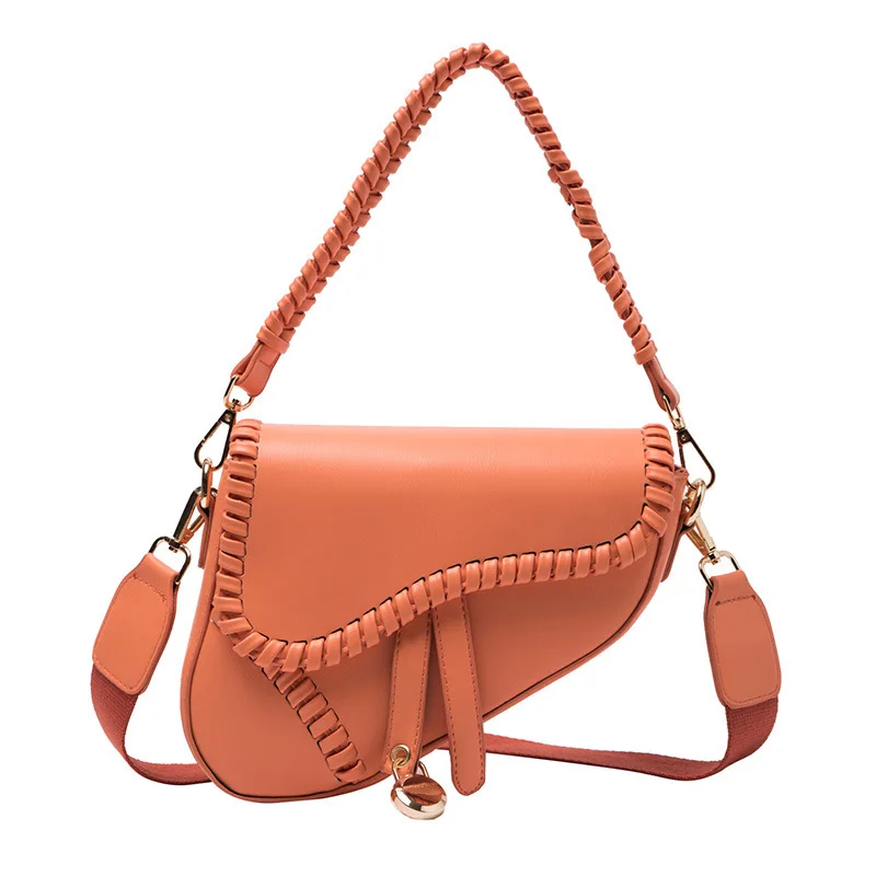 

Saddle bag retro woven shoulder messenger bags 2021 spring new solid color handbag for women Mini Purses