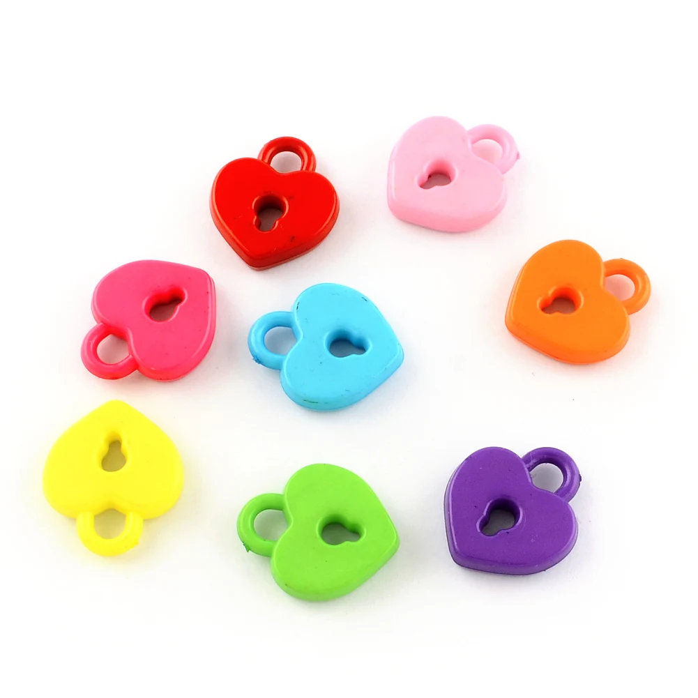 

PandaHall Heart Lock Mixed Color Opaque Acrylic Pendants