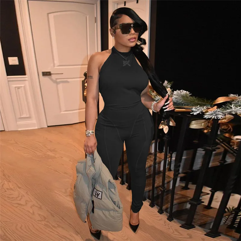

Sleeveless Ribbed Tank Top Jumpsuit Women Solid Color Athletic Jumpsuit Bodysuit Bodycon Sexy One Piece Romper, Can provide different swatchbooks to choose colors