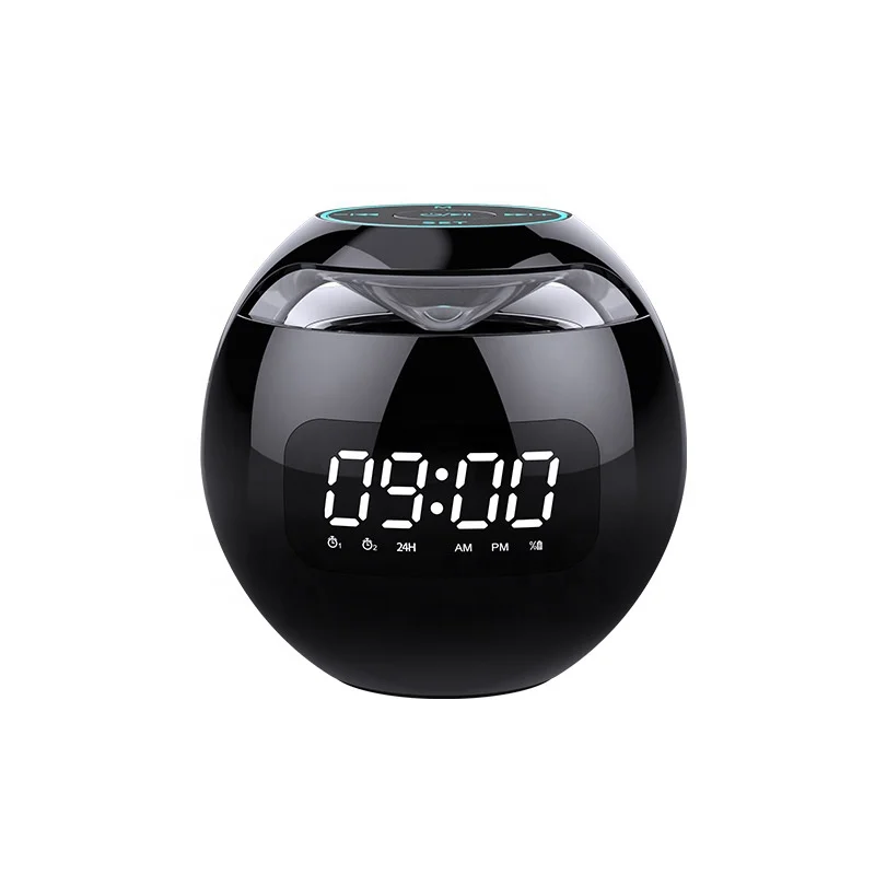 

New cross-border ball rechargeable alarm clock clock wireless Blue tooth speaker household outdoor mini card computer audio