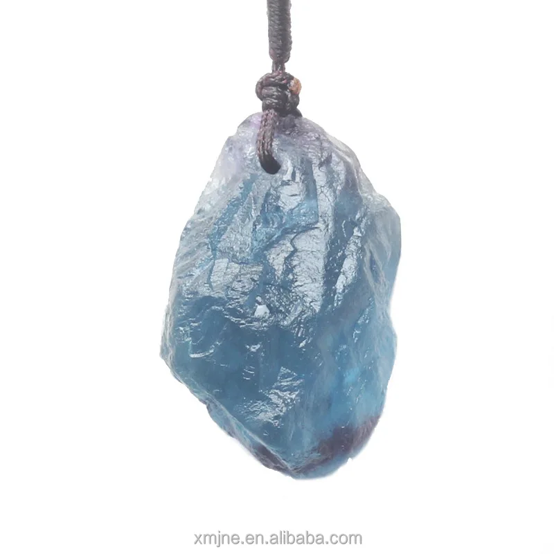 

Natural Fluorite Pendant Blue Green Necklace Meditation Student Clavicle Chain Girlfriend Couple Wild Rough Mineral Crystal