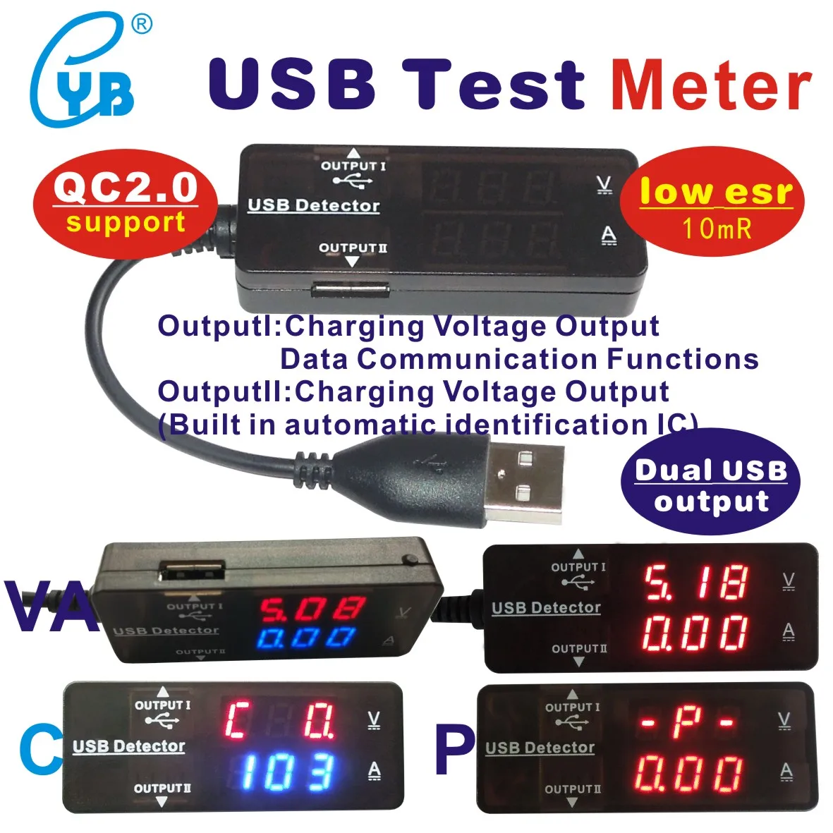 Yb26va Usb Detector Voltmeter Ammeter Battery Capacity Monitor Power Tester Discharge Resister