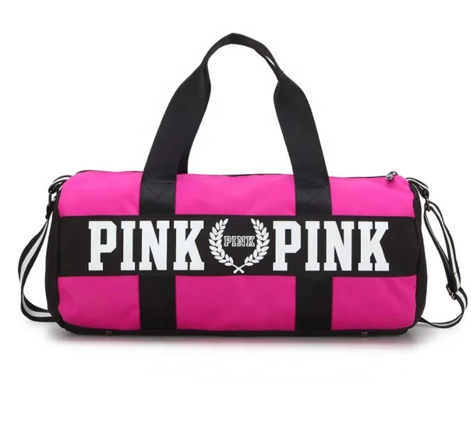 

Hot sale high quality canvas travel bag for women fashion outdoor sport duffel bag new design custom logo pink duffel bag, Rose pink/pink/black/gray