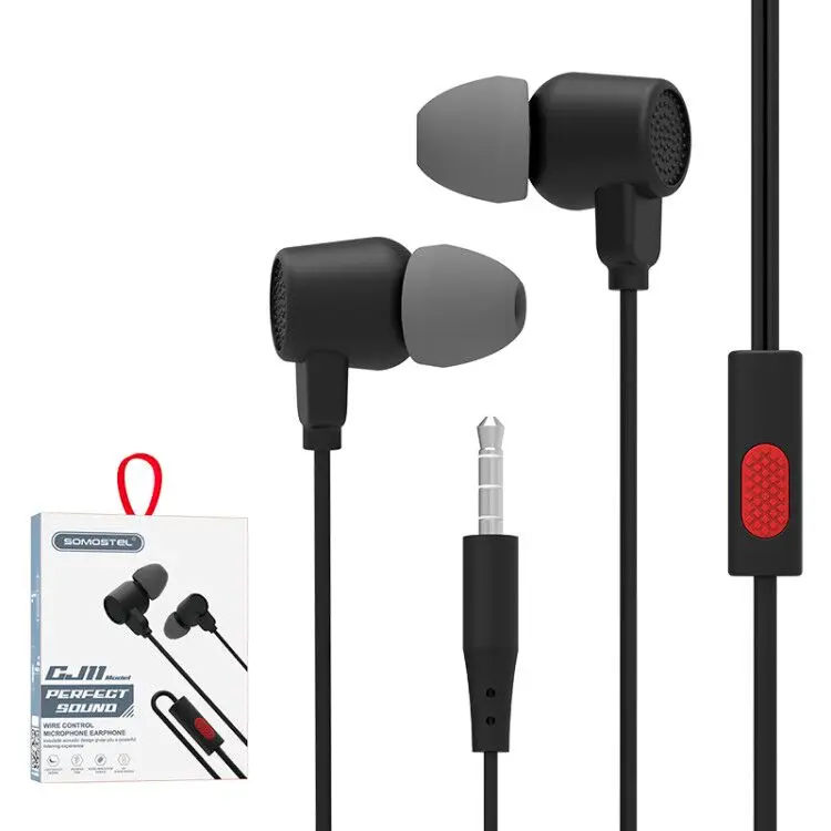 

[Somostel Audifono]SMS-CJ11 Original Noise-cancelling Free Sample Cheap Custom 3.5mm In-ear Sport Earphone with Wire, Black