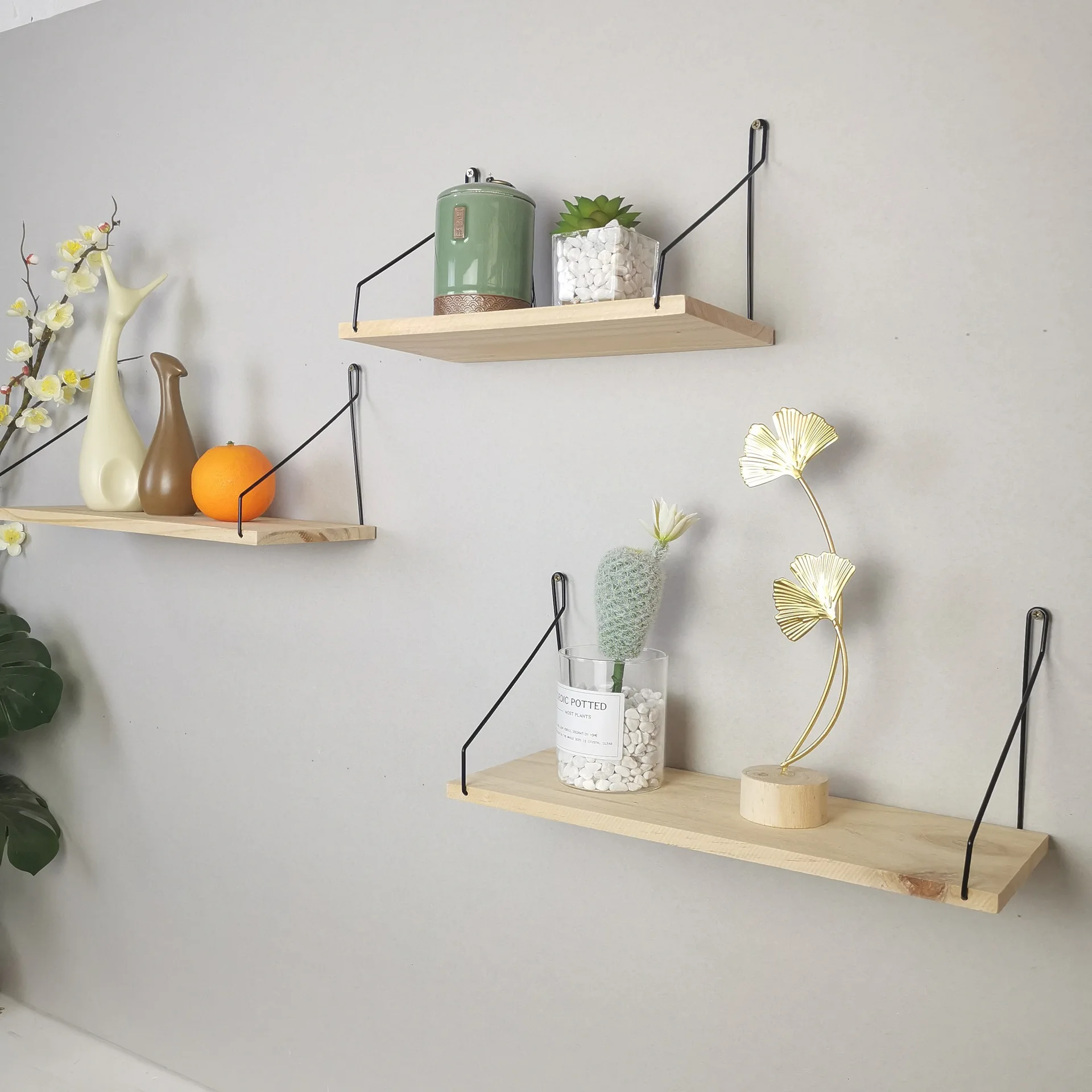 

Collectibles Decorative floating wall wood Shelf Holder Rack Mounted Rustic Storage bathroom Wooden shelves