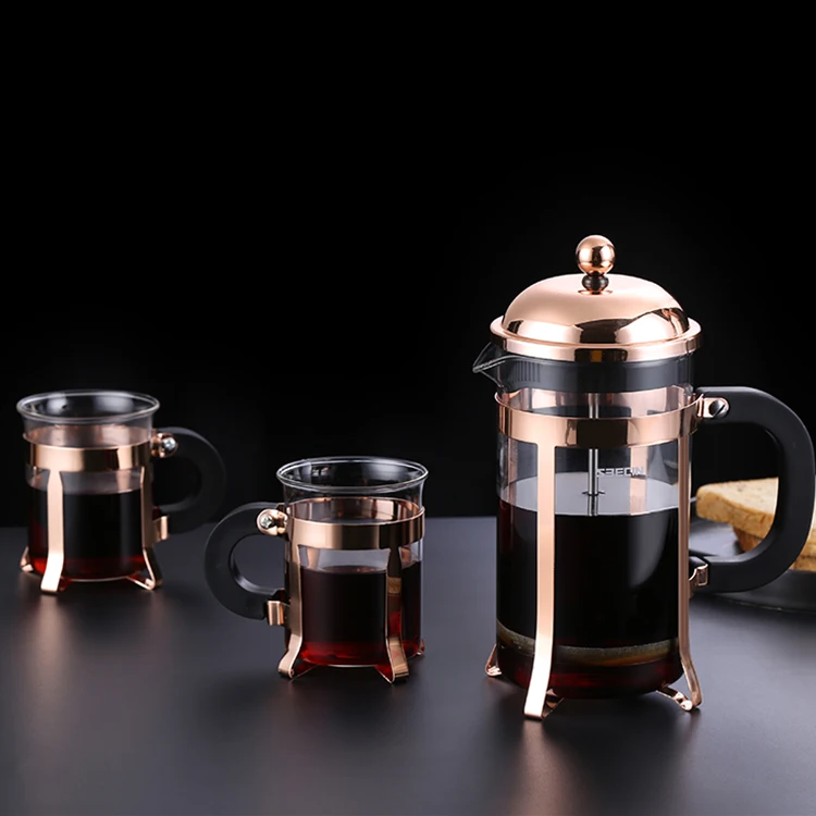 

Popular In The U.S.Portable Heat Resistant 600ML Stainless Steel French Press Coffee Maker Travel Coffee Maker French Press, Black, silver, rose gold