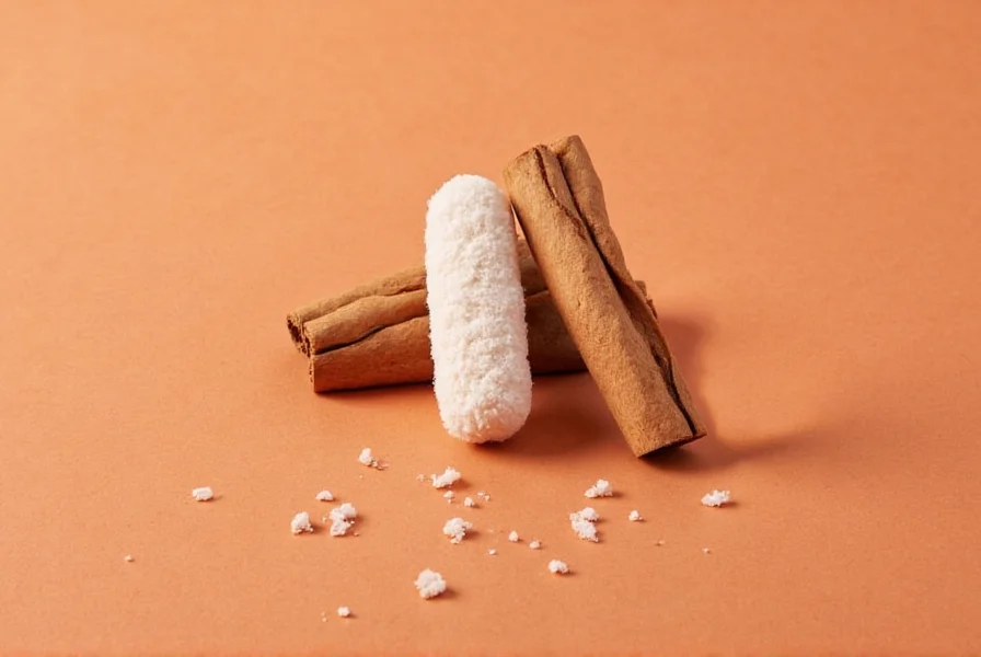 Close-up of cinnamon gum pieces showing reddish-brown color against white background