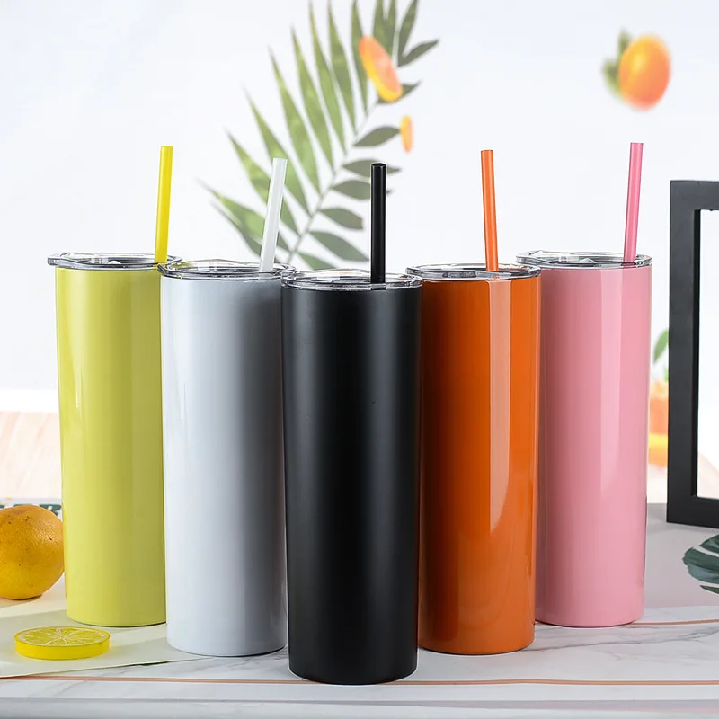 

high quality 20oz travel mug straight vacuum coffee cups custom stainless steel insulated skinny tumbler with lid