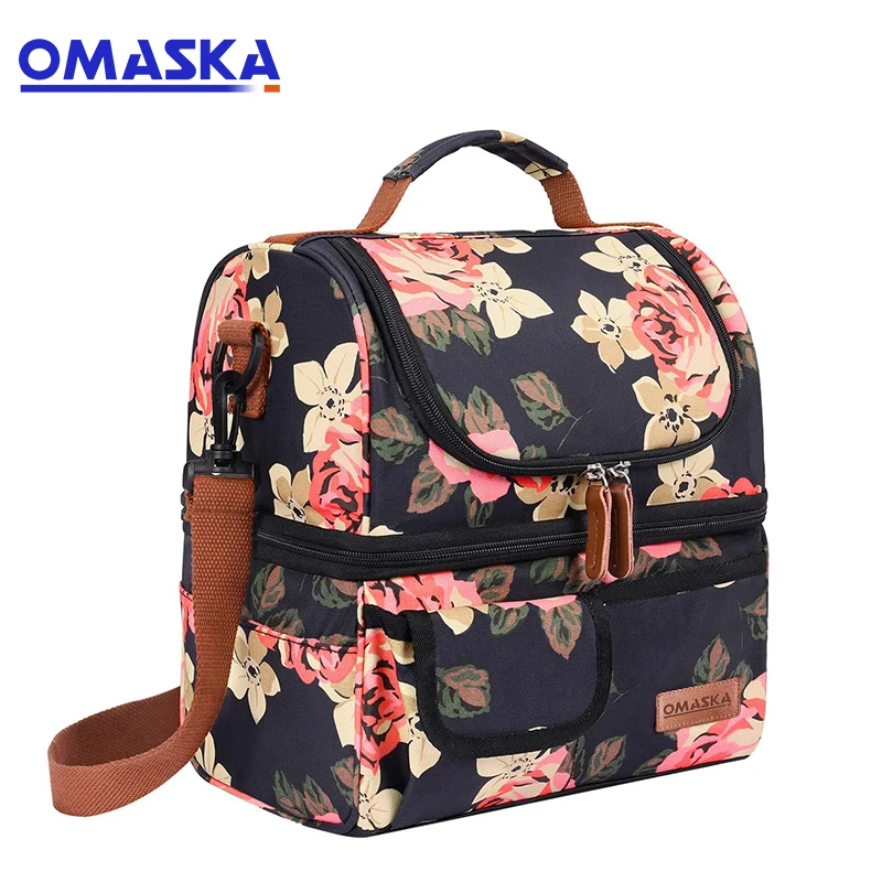 
OMASKA Double Deck Insulated Lunch Box Large Cooler Tote Bag Thermal Meal Prep Lunch Organizer Box premium lunch bag 