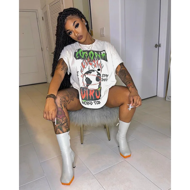 

2022 Clothes Women Shirts Casual Newest Women Graphic Tees T-shirt Plus Size Short Sleeve Summer Loose T Shirt for Women, Color